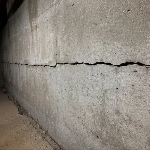Foundation crack documented during a Blaine inspection