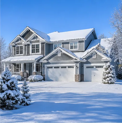 Blaine MN home exterior in winter snow