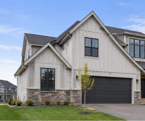 Modern farmhouse exterior in Blaine MN