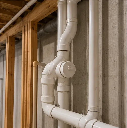 Plumbing vent stack inspected inside a Blaine home