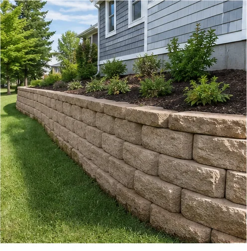 Block retaining wall inspected at a Blaine home