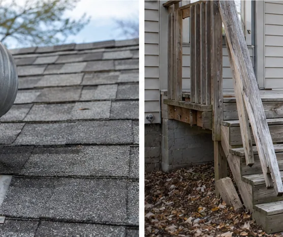 Exterior siding inspection with ladder access